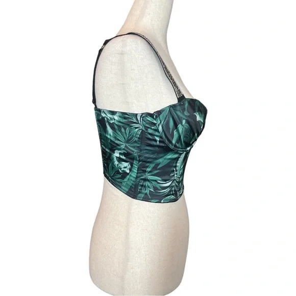 NWOT Victoria's Secret Very Sexy Green Black Tropical Bustier Rhinestone Straps - Picture 7 of 15
